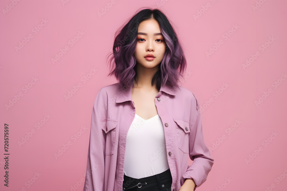 asian girl with nice hairstyle wearing trendy clothes asian girl with nice hairstyle wearing trendy clothes