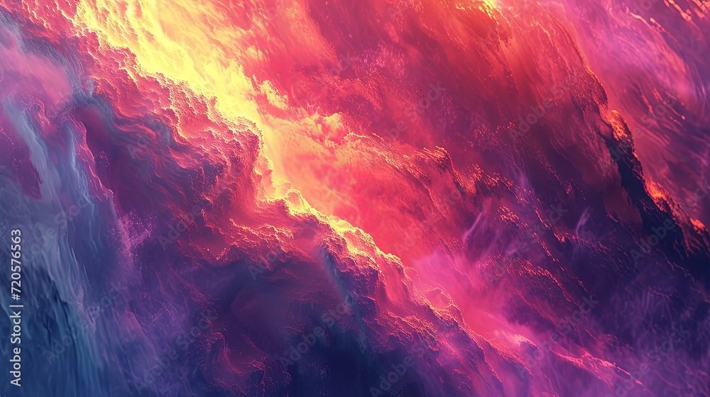 Dynamic abstract image featuring intense waves of crimson and violet, evoking the visual power of a cosmic event or a fiery sea.