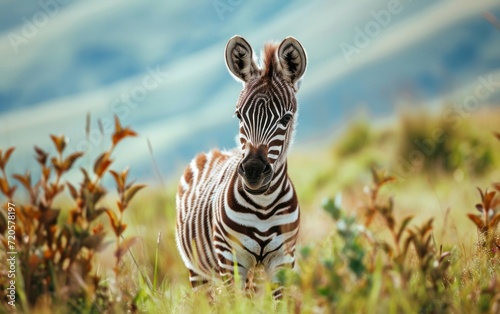 playful zebra foal exploring nature © sitifatimah