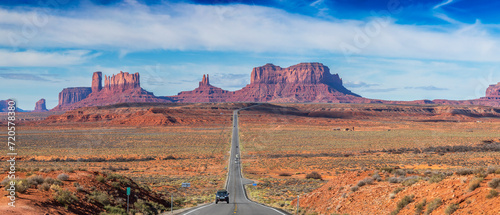  The famous Forrest Gump Point from where Monument Valley looks great, US Highway 163, mile marker 13 in Monument Valley, near Mexican Hat, Utah. photo