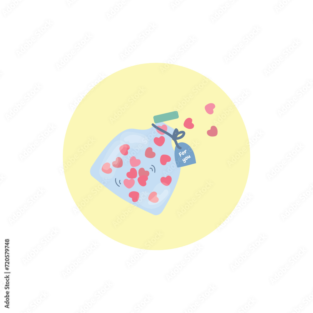 Open glass jar with hearts flying out from there. Love and valentine's day concept. Hand drawn a cute cartoon jar with a love message. Colorful trendy vector illustration for greetings, cards. Open glass jar with hearts flying out from there. Love and valentine's day concept. Hand drawn a cute cartoon jar with a love message. Colorful trendy vector illustration for greetings, cards.