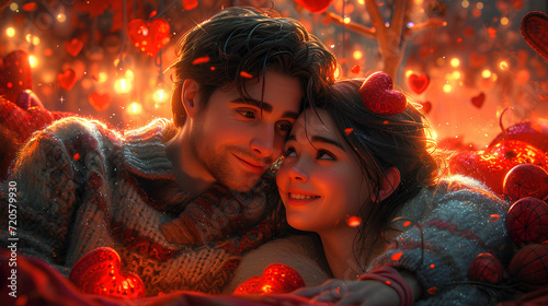 Valentine's day lights of love: moments of tenderness and warmth in each other's embrace