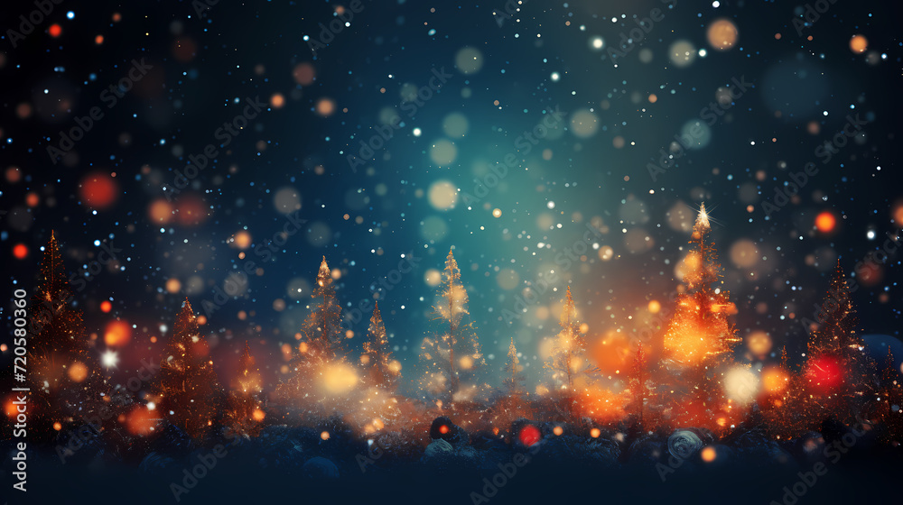 Naklejka premium Abstract glitter lights background, blurred bokeh effect, holiday decoration background