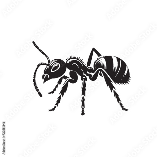 Industrious Ants: Silhouette Ensemble Capturing the Determined Movement of Ants in Nature's Tapestry - Ant Vector - Insect Silhouette - Ant Illustration
