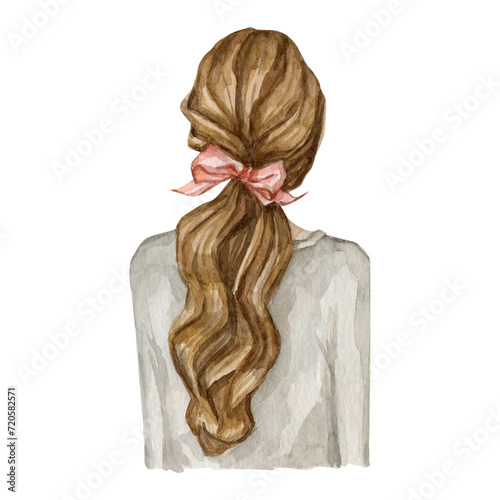Hairstyle watercolor illustration