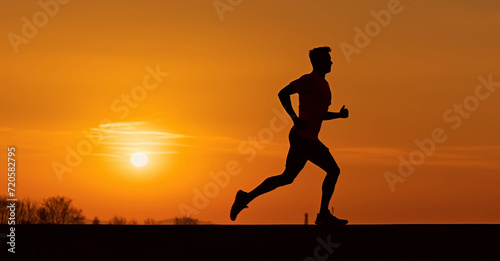 Silhouette of a man at dawn running