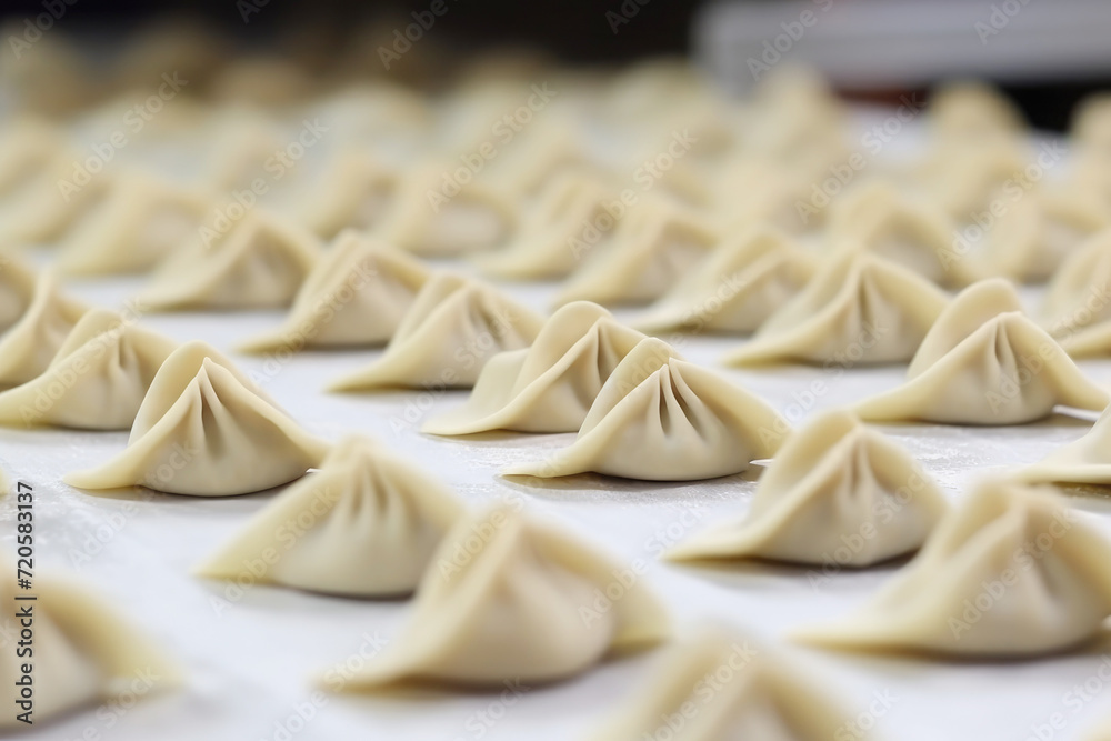 Traditional dumpling production in action