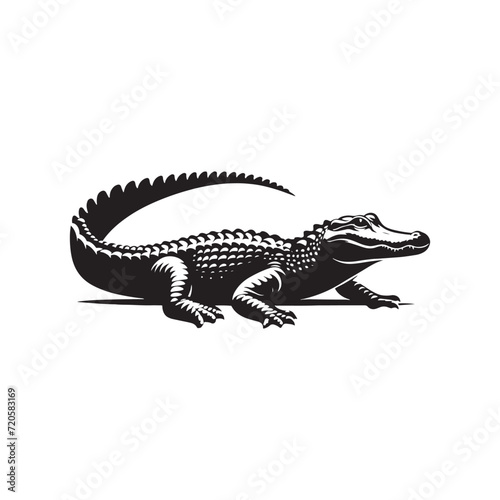 Swamp Symphony  Alligator Silhouette Ensemble Harmonizing the Wilderness Tunes of the Reptilian Realm - Alligator Illustration - Alligator Vector - Reptile Silhouette 