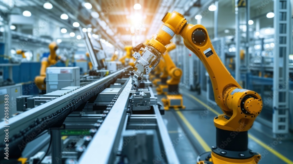 An image portraying the integration of robotic arm in a factory