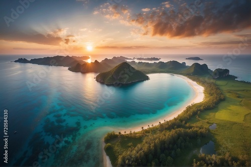Panoramic view of the island at sunrise