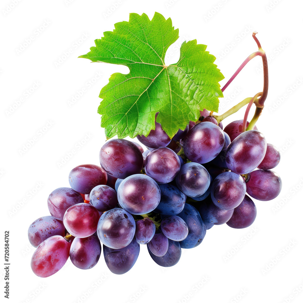 Fototapeta premium purple grapes isolated on transparent background, png
