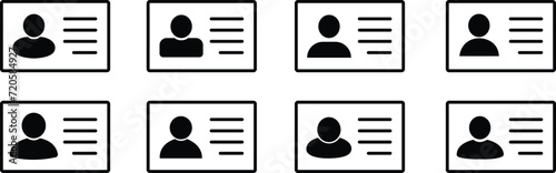 Set of ID card icons. driver license, staff identification card symbols in Line styles editable stock for website, banner and graphic designs element on transparent background. Identity signs vectors. photo