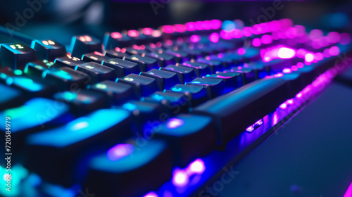 Close up of RGB gaming keyboard