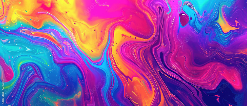 A psychedelic style with rainbow colors patterns, a colorful liquid background 