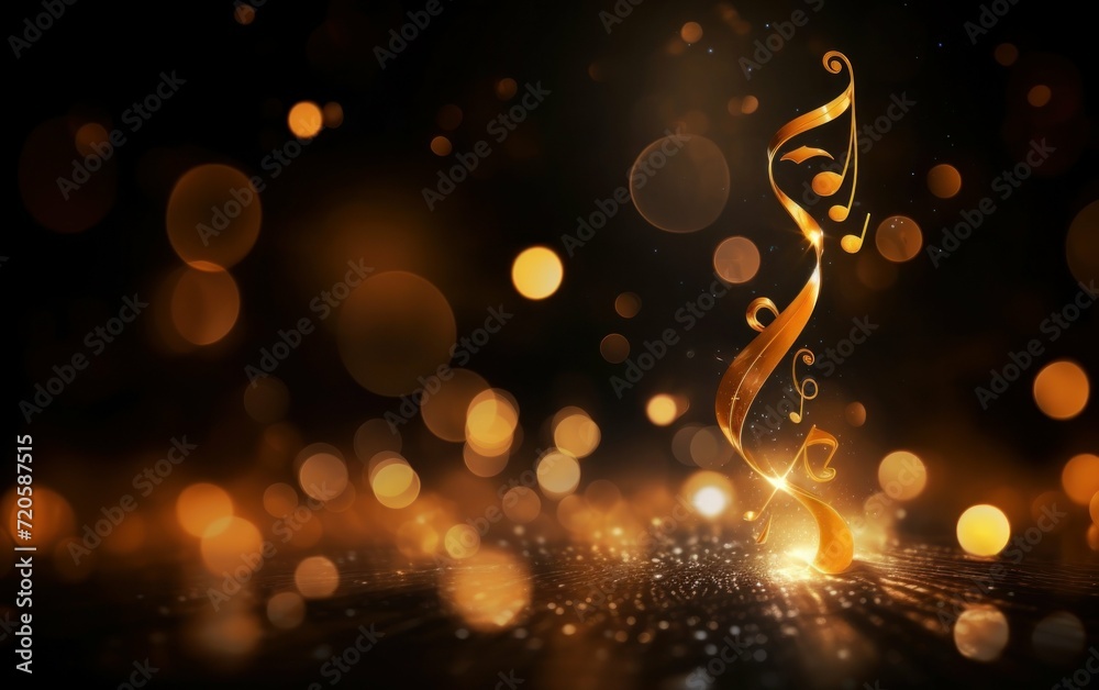 Obraz premium Radiant musical note surrounded by a background of golden lights
