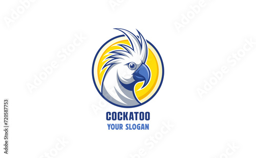 Modern vintage cockatoo logo design, vector illustration design, head cockatoo hipster vintage logo, bird logo design