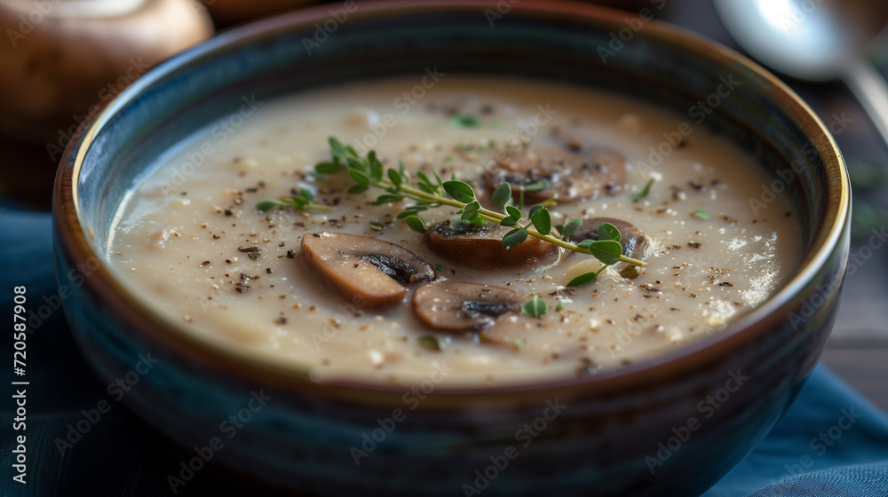 Rustic Elegance Homemade Creamy Mushroom Soup with Thyme