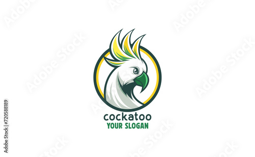 Modern vintage cockatoo logo design, vector illustration design, head cockatoo hipster vintage logo, bird logo design