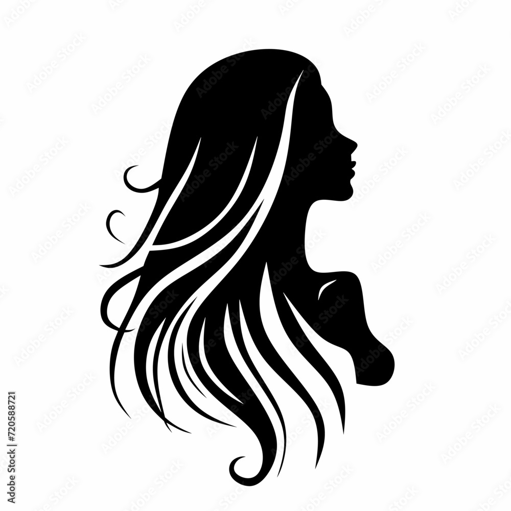 Silhouette of beautiful women with long hair illustration. Great for the logo of the beauty industry