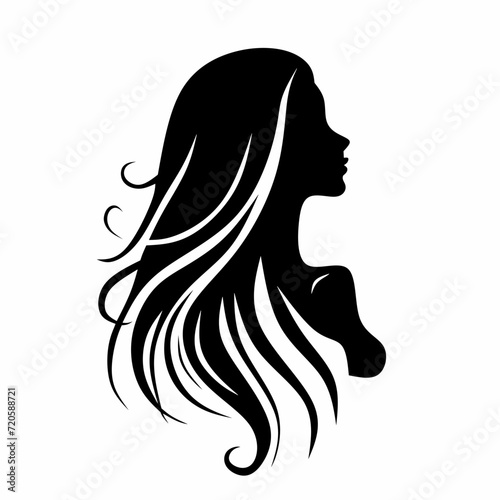 Silhouette of beautiful women with long hair illustration. Great for the logo of the beauty industry