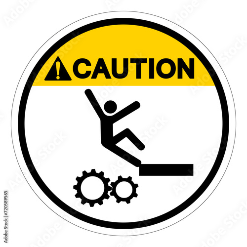 Caution Falling Of Moving Machinery Hazard Symbol Sign, Vector Illustration, Isolate On White Background Label .EPS10