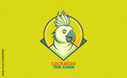 Cute Cockatoo Mascot Logo Vibrant Template for Branding and Design, natural logo vector icon design, premium vector logo design, Minimal design