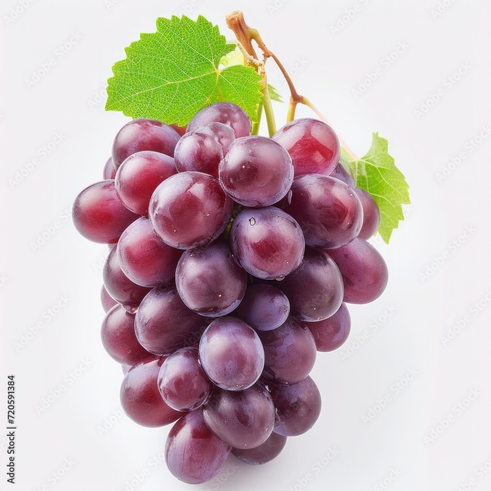 Fototapeta premium Ripe bunch of pink grapes isolated on white background, Closeup