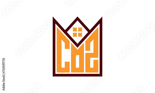 COZ initial letter real estate builders logo design vector. construction ,housing, home marker, property, building, apartment, flat, compartment, business, corporate, house rent, rental, commercial
