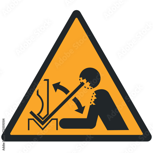 WARNING PICTOGRAM, WARNING: RAPID MOVEMENT OF WORKPIECE IN PRESS BRAKE MACHINE ISO 7010 - W032, VECTOR