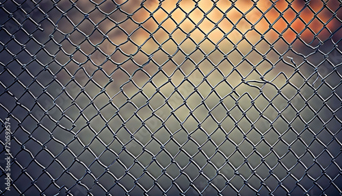 Close-up of a Chain Link Fence with a Blurred Background photo