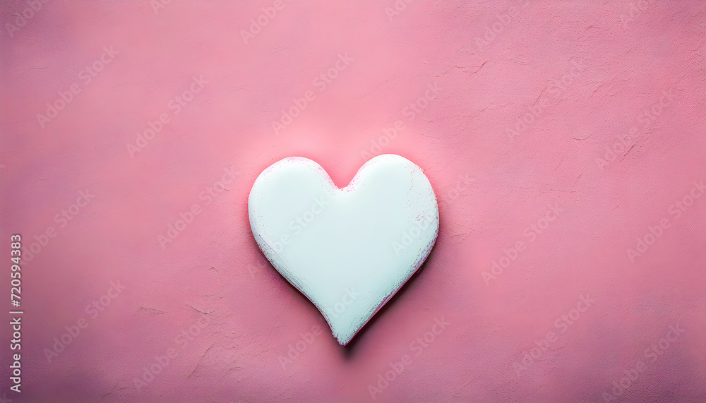 White Heart on Pink Background