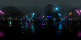 Night evening city street 360 degree HDRI map