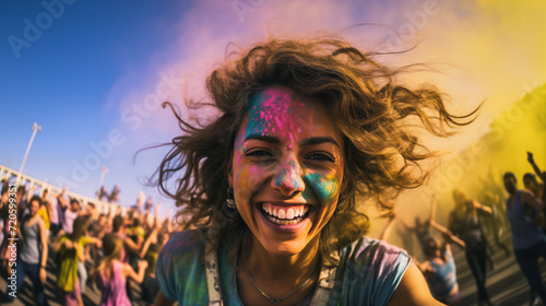 Cheerful woman at the festival of colors Holi © Diana Zelenko