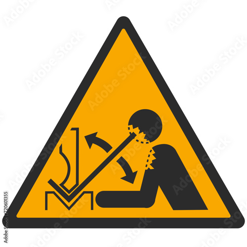 WARNING PICTOGRAM, WARNING: RAPID MOVEMENT OF WORKPIECE IN PRESS BRAKE MACHINE ISO 7010 - W032