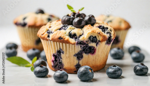 Dessert Fresh Blueberry Muffin Cake on white background