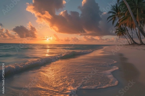 Timelapse of a Beautiful tropical sunrise over the sea at Punta Cana, Dominican republic © Amer