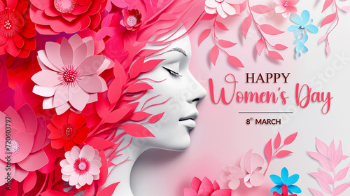 Paper Style Happy Women's Day Best Greeting Background © pikshine