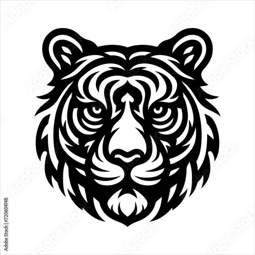 Tiger head silhouette. Monochrome vector.