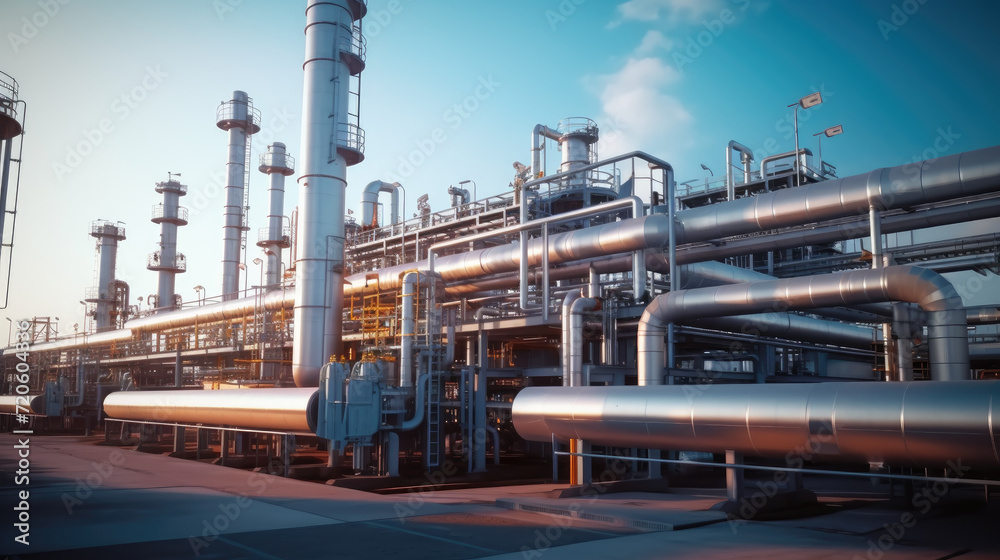 factory of Large oil refinery pipeline and gas pipeline in the process of oil refining and the movement of oil and gas factory of Large oil refinery pipeline and gas pipeline in the process of oil refining and the movement of oil and gas