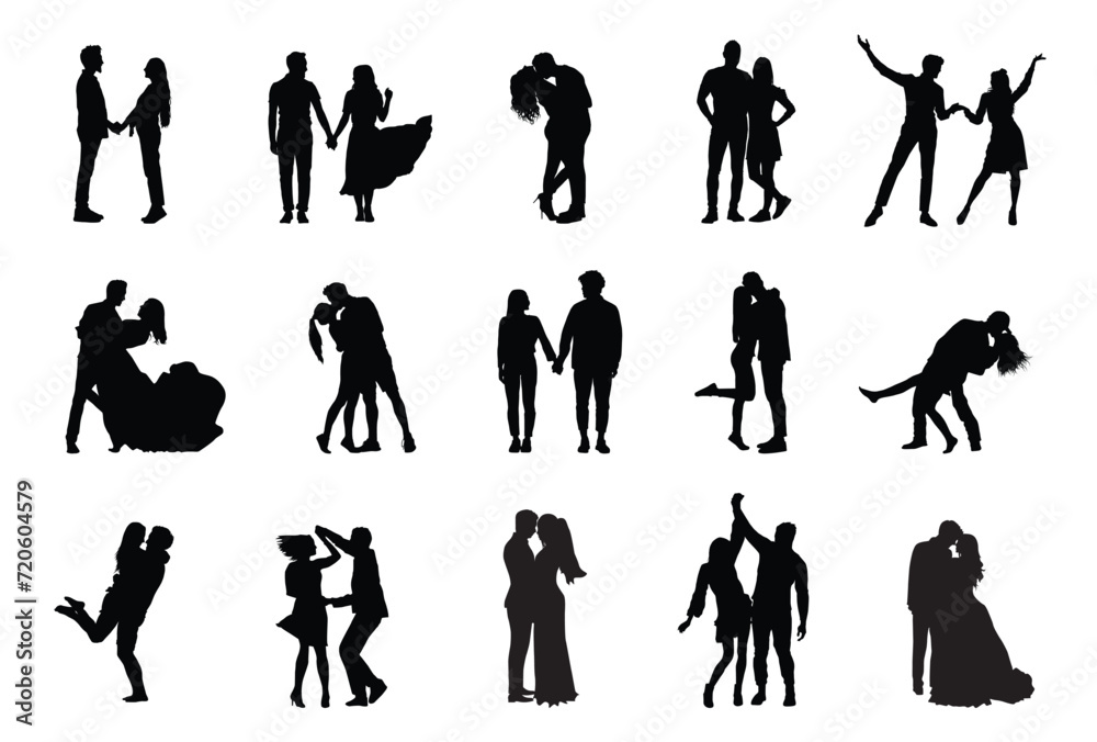 Couple love silhouette set on white background Couple love silhouette set on white background