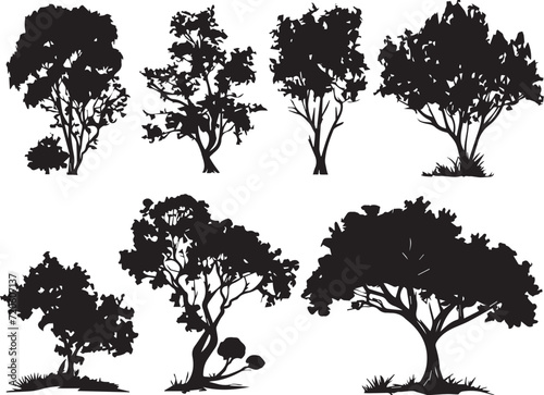 Set Trees. Hand drawn vector illustration 