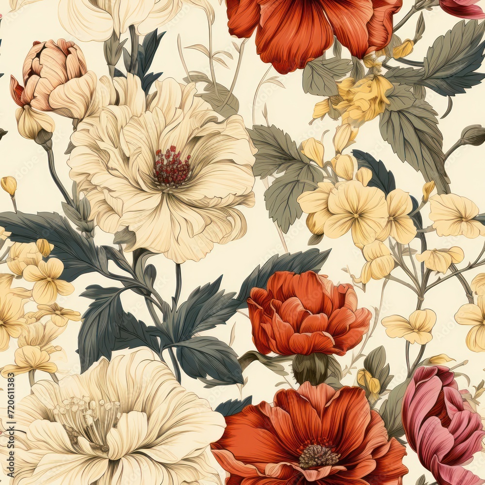 Fototapeta premium floral vintage pattern. Abstract leaf design, illustration background crafted for textile or print. Seamless floral pattern