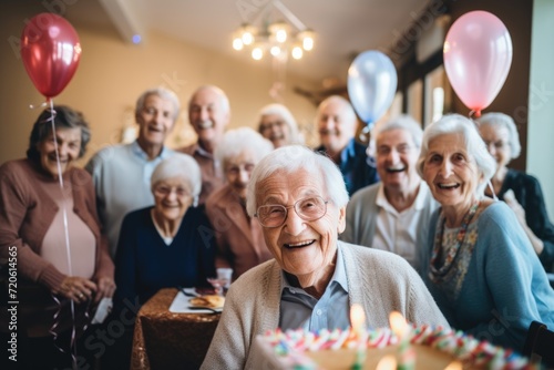 Portrait of a smiling senior man at birthday celebration