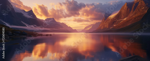 sun rising on the fjords