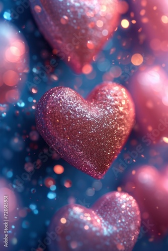 Amidst a sea of vibrant pastel hues  glittering hearts unite to celebrate the joy and love of valentine s day