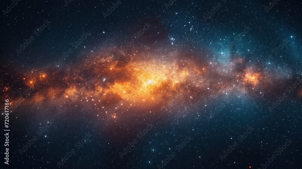  a close up of a star field with a bright yellow and blue star in the middle of the center of the image and stars in the middle of the sky.