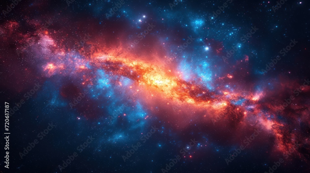  a close up of a very colorful space with a lot of stars and a bright red and blue spiral shaped object in the middle of the center of the space.