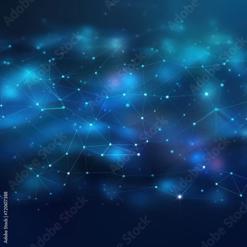 Abstract blue background with connection and network concept, cyber blockchain