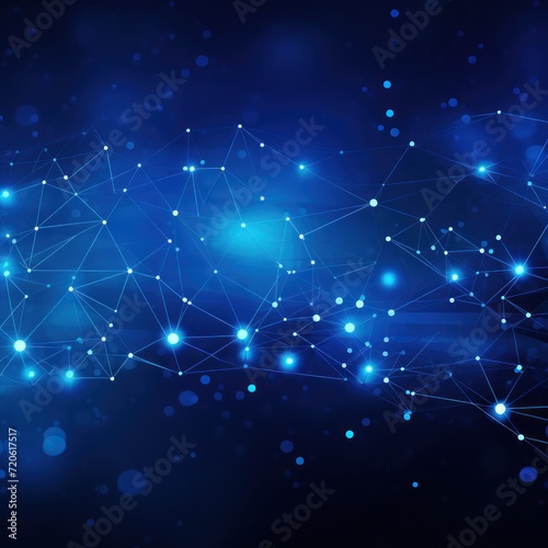 Abstract blue background with connection and network concept, cyber blockchain © Michael