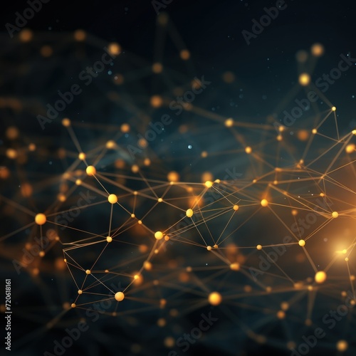 Abstract bronze background with connection and network concept, cyber blockchain